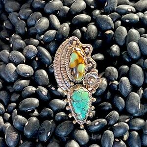 native American Sterling silver Turquoise vintage adjustable ring
